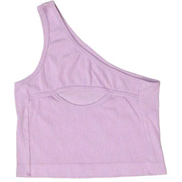Suzette Collection Y2K Ribbed One Shoulder Crop Top Cut Out Cami Shirt Purple OS - Picture 2 of 6